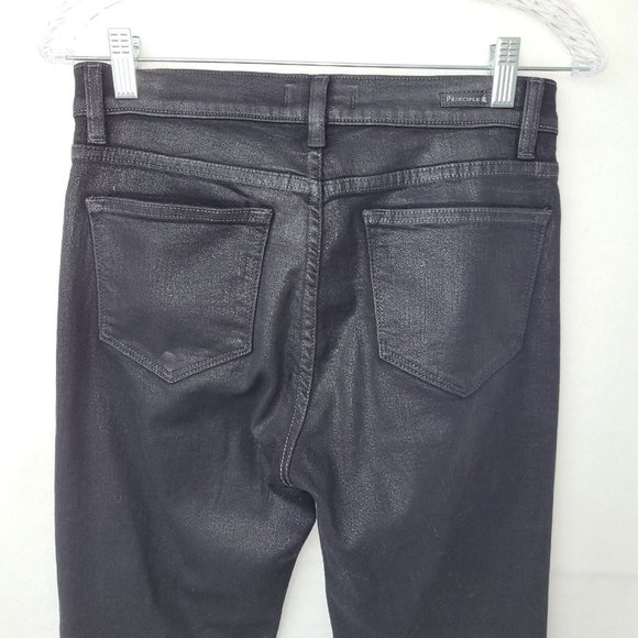 Principle Hi-Rise Cigarette Jean Womens Size 28 Black Waxed Style Beauty 613-45‎ - Picture 3 of 11